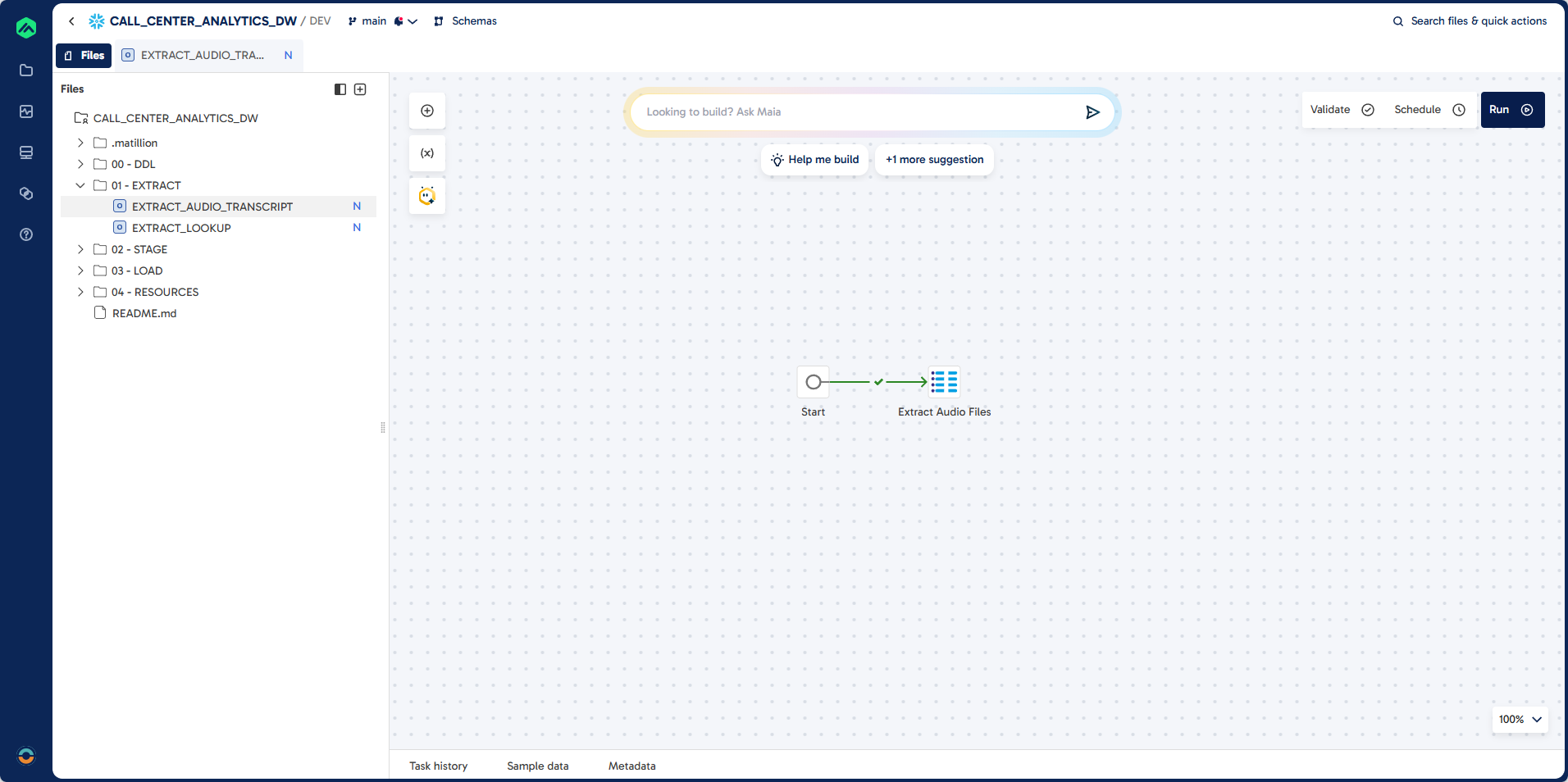 Matillion Extract - EXTRACT_AUDIO_TRANSCRIPT